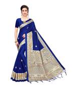Blue printed khadi saree with blouse