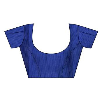 Blue printed khadi saree with blouse 5