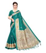Green printed khadi saree with blouse