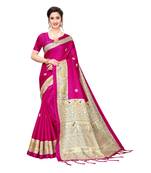 Pink printed khadi saree with blouse