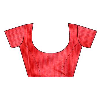 Red printed khadi saree with blouse 5