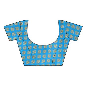 Blue printed art silk saree with blouse 5