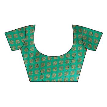Green printed art silk saree with blouse 5