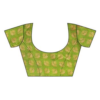 Light green printed art silk saree with blouse 5