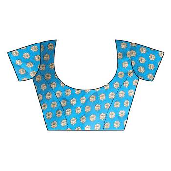 Blue printed art silk saree with blouse 5