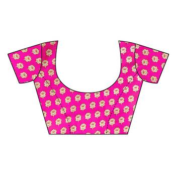 Pink printed art silk saree with blouse 5