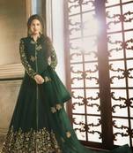 Green Faux Georgette Anarkali Salwar Kameez Semi Stitched