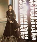 Brown Faux Georgette Anarkali Salwar Kameez Semi Stitched