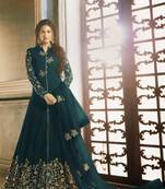 Blue Faux Georgette Anarkali Salwar Kameez Semi Stitched