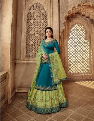 Dark-parrot-green embroidered santoon salwar 1