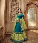 Dark-parrot-green embroidered santoon salwar