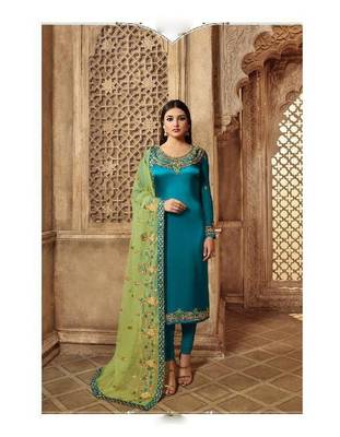 Dark-parrot-green embroidered santoon salwar 3