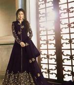 Purple Faux Georgette Anarkali Salwar Kameez Semi Stitched