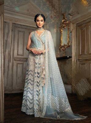 Sky-blue embroidered santoon salwar 1