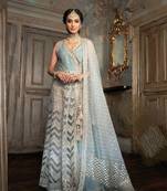 Sky-blue embroidered santoon salwar