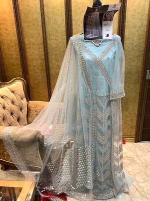 Sky-blue embroidered santoon salwar 2