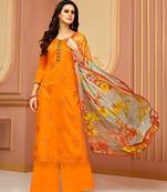 Orange embroidered cotton salwar