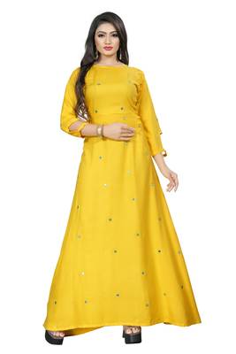 Yellow embroidered cotton maxi-dresses 2