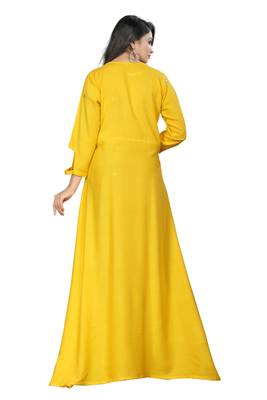 Yellow embroidered cotton maxi-dresses 4