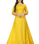 Yellow embroidered cotton maxi-dresses