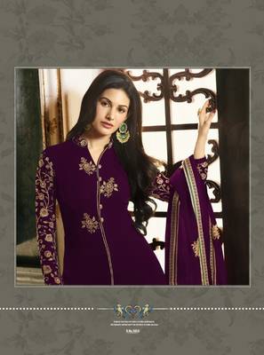Rani Pink Embroidered Faux Georgette Salwar Semi Stitched 2