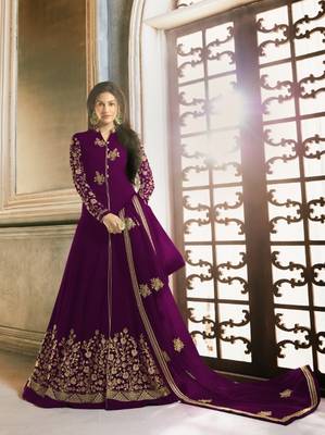 Rani Pink Embroidered Faux Georgette Salwar Semi Stitched 3