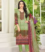 Green embroidered satin salwar