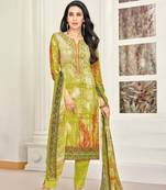 Green embroidered satin salwar