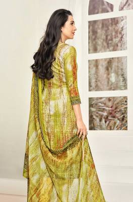 Green embroidered satin salwar 2