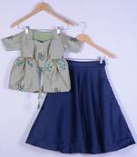 Girl Sea Green With Blue Designer Lahenga Choli Set