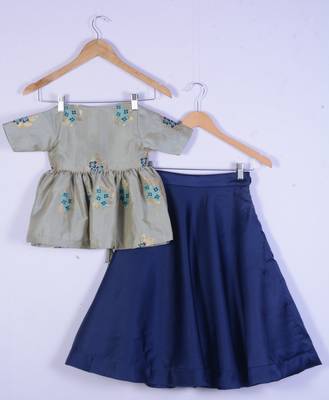 Girl Sea Green With Blue Designer Lahenga Choli Set 2