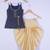 Girl Blue Top And Cream Dhoti Style Dress For Kids