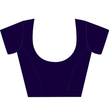 Navy blue woven art silk saree with blouse 4