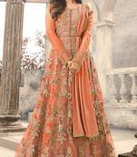 Orange embroidered net salwar