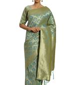 Sky Blue Woven Art Silk Saree With Blouse