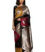 Black Woven Art Silk Saree With Blouse