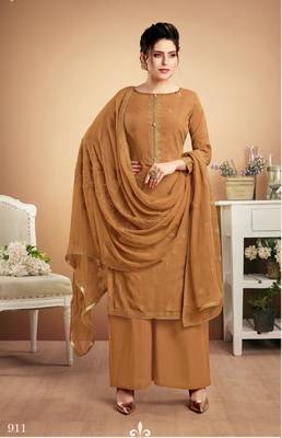 Mustard self design silk salwar 1