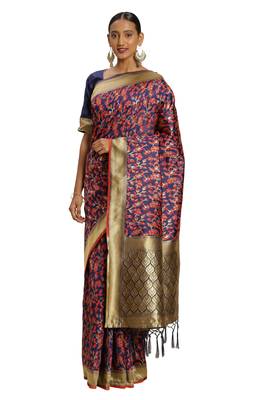 Multicolor Woven Art Silk Saree With Blouse 1