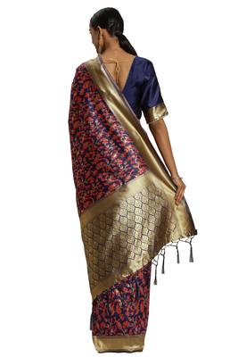 Multicolor Woven Art Silk Saree With Blouse 2
