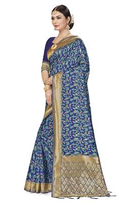Multicolor Woven Art Silk Saree With Blouse 2