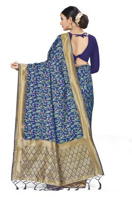 Multicolor Woven Art Silk Saree With Blouse 3