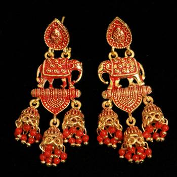 Red Pearl Danglers-Drops 1
