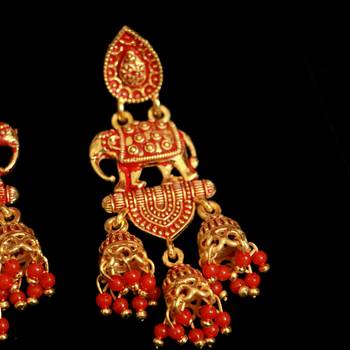 Red Pearl Danglers-Drops 2
