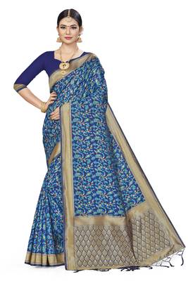 Multicolor Woven Art Silk Saree With Blouse 1