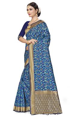 Multicolor Woven Art Silk Saree With Blouse 2