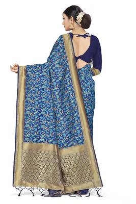 Multicolor Woven Art Silk Saree With Blouse 3