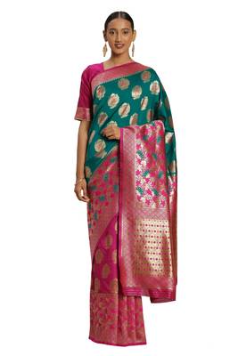 Multicolor Woven Art Silk Saree With Blouse 1