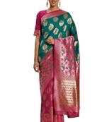 Multicolor Woven Art Silk Saree With Blouse