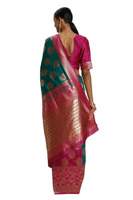 Multicolor Woven Art Silk Saree With Blouse 2