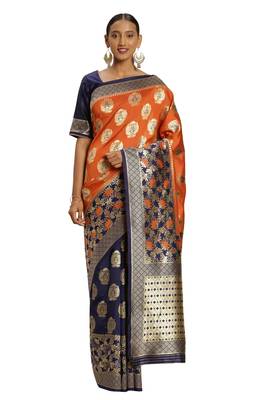 Multicolor Woven Art Silk Saree With Blouse 1